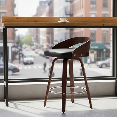 GOMYHOME Set of 2 Swivel Bar Stools, Mid-Century Counter Height