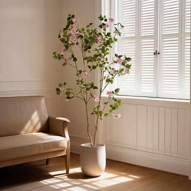 6ft Artificial Bougainvillea Tree in Pot,Flower Potted Plant,No Maintenance Required