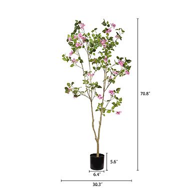 6ft Artificial Bougainvillea Tree in Pot,Flower Potted Plant,No Maintenance Required