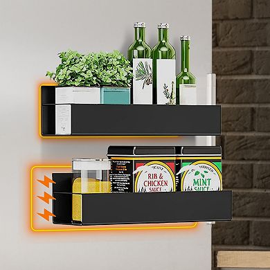 Cheer Collection Set of 2 Magnetic Spice Racks for Strong Storage on Refrigerators and Ovens