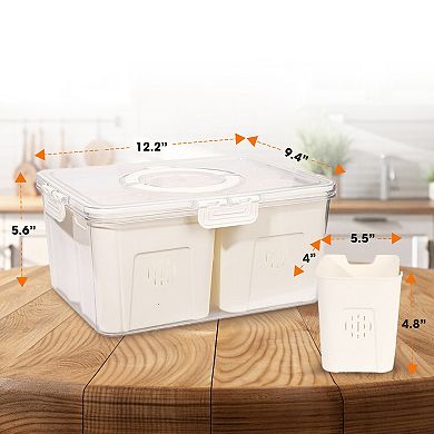 Cheer Collection Airtight Food Storage Container with Removable Baskets for Fresh Produce Storage