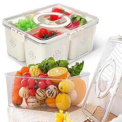 Cheer Collection Airtight Food Storage Container with Removable Baskets for Fresh Produce Storage