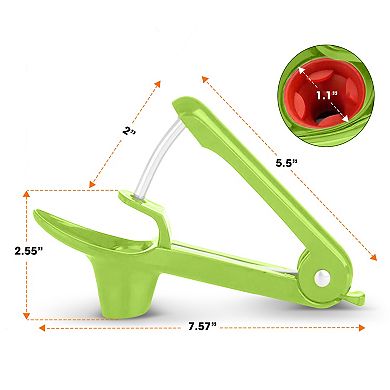 Cheer Collection One Hand Cherry and Olive Pitter with Silicone Holder for Fast Mess Free Prep