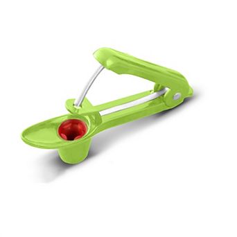 Cheer Collection One Hand Cherry and Olive Pitter with Silicone Holder for Fast Mess Free Prep