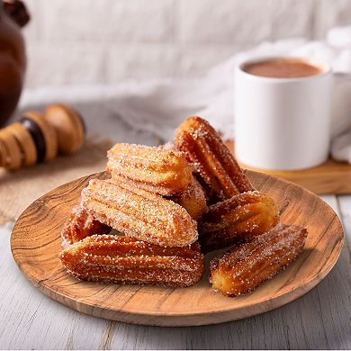 Cheer Collection Four Piece Acacia Wood Dinner Plate Set for Snacks Appetizers and Everyday Serving