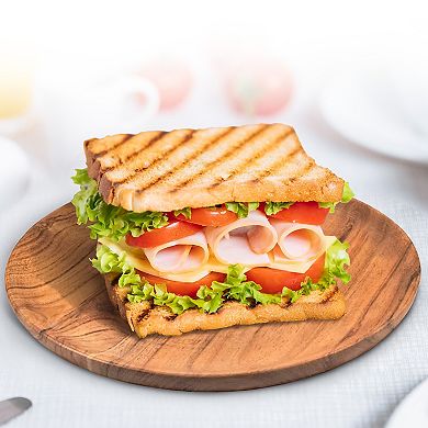 Cheer Collection Four Piece Acacia Wood Dinner Plate Set for Snacks Appetizers and Everyday Serving