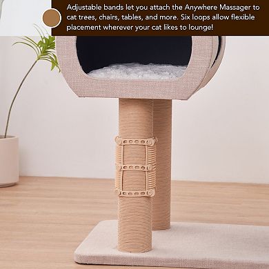 PetPals® Anywhere Massager with Adjustable Bands, Soft Silicone Bristles, Fits Cat Trees, Furniture