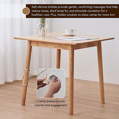 PetPals® Anywhere Massager with Adjustable Bands, Soft Silicone Bristles, Fits Cat Trees, Furniture