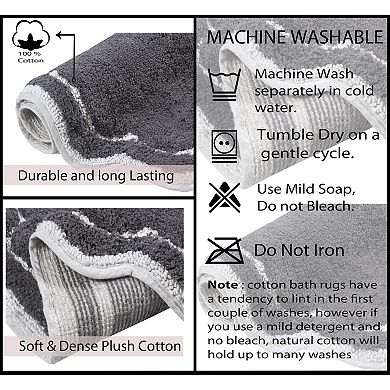 Allure Collection Cotton Bathroom Runner Rug 21x54, Soft Non-Slip Long Mat, Quick Dry, Machine Wash