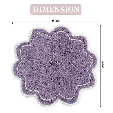 Allure Collection Cotton Round Bath Rug 30", Soft & Absorbent Bathroom Mat, Non-Slip, Machine Wash