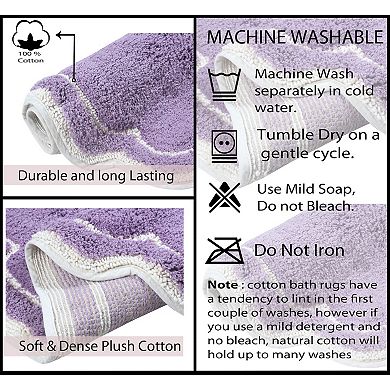 Allure Collection Cotton Round Bath Rug 30", Soft & Absorbent Bathroom Mat, Non-Slip, Machine Wash