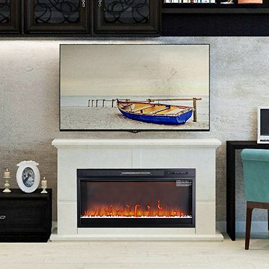 iHomeadore 36" Black Insert Adjustable Electric Fireplace with Remote and LED Flame