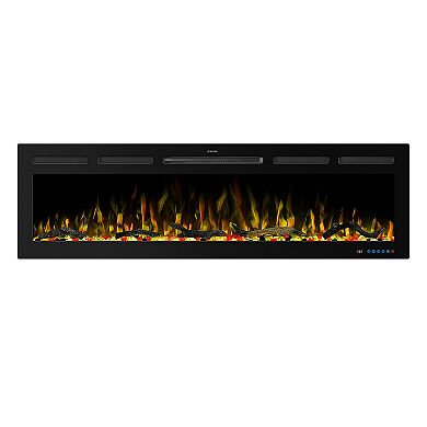 60" Modern Smart Wall Mounted Recessed Electric Fireplace Compatible with Alexa and Google Home