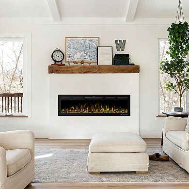 60" Modern Smart Wall Mounted Recessed Electric Fireplace Compatible with Alexa and Google Home