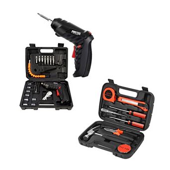 Power & Repair Kit: Rechargeable Electric Screwdriver & 9 pc Handy Tool Set