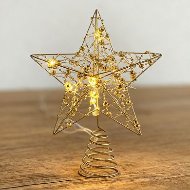 Lighted Star Christmas Tree Topper with Decorative Ornament & Easy-Mount Base, LED Light