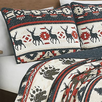 ESCA Animal Print Navy Quilt Set