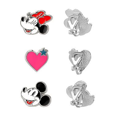 Disney Mickey & Minnie Clip-On Earrings 3-Pack, Officially Licensed