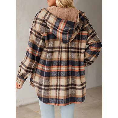 Women’s Hooded Plaid Flannel Coat