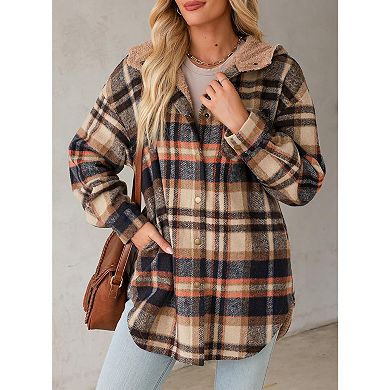 Women’s Hooded Plaid Flannel Coat