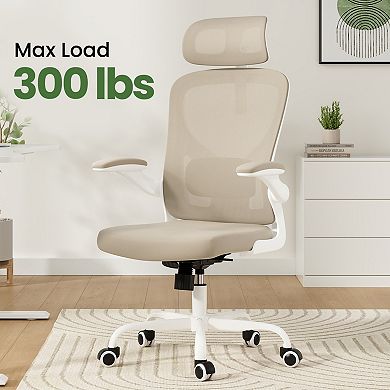 High Back Office Chair with Headrest, Armrests and Adjustable Lumbar Support