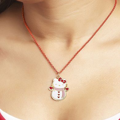 Hello Kitty Snowman Necklace & Bow Earrings Set Officially Licensed 16" + 3"