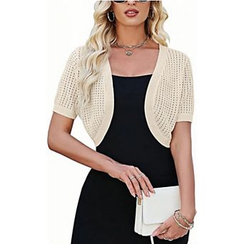 Women's Short Sleeve Bolero Shrug Open Front Cardigan Lightweight Knit Sweater