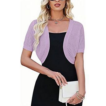 Women's Short Sleeve Bolero Shrug Open Front Cardigan Lightweight Knit Sweater
