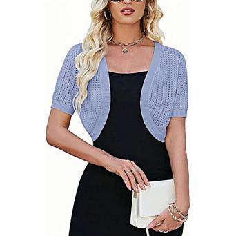Women's Short Sleeve Bolero Shrug Open Front Cardigan Lightweight Knit Sweater