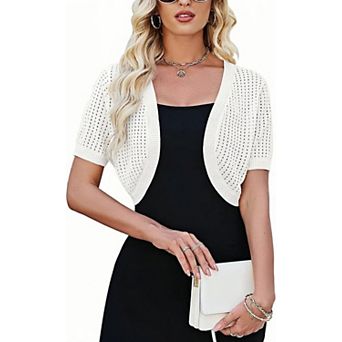 Women's Short Sleeve Bolero Shrug Open Front Cardigan Lightweight Knit Sweater