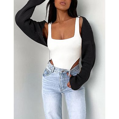 Women's Crop Cardigan Drop Shoulder Knit Bolero Shrug Y2K Cute Top Sweater Fashion Trendy Outfit
