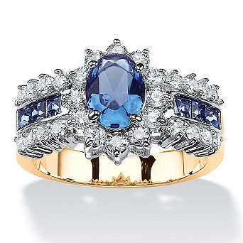 PalmBeach Jewelry .82 TCW Blue Crystal and CZ Gold-Plated Ring