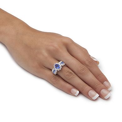 PalmBeach Jewelry .82 TCW Blue Crystal and CZ Gold-Plated Ring