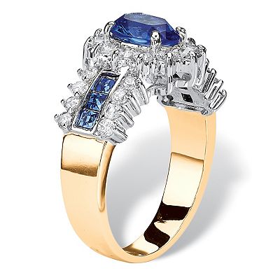 PalmBeach Jewelry .82 TCW Blue Crystal and CZ Gold-Plated Ring