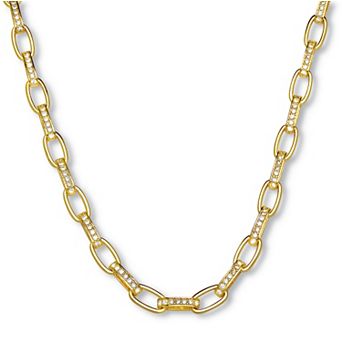 PalmBeach Jewelry Crystal Goldtone Paperclip Necklace, 18 in
