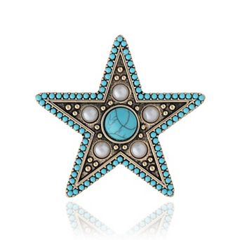 Jessica Simpson 20th Anniversary Turquoise Star Pin with Crystal Accents