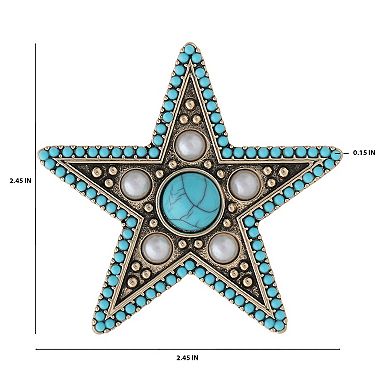 Jessica Simpson 20th Anniversary Turquoise Star Pin with Crystal Accents