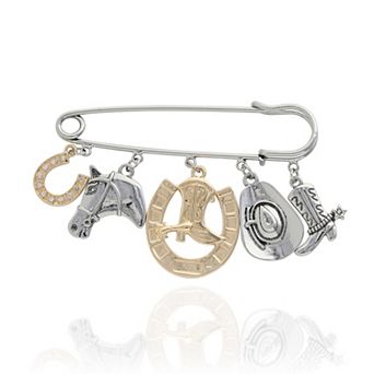 Jessica Simpson 20th Anniversary Mixed Metal Rodeo Charm Safety Pin Brooch