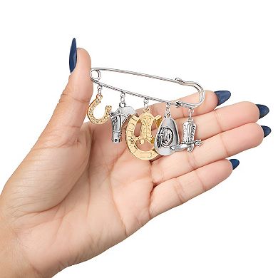 Jessica Simpson 20th Anniversary Mixed Metal Rodeo Charm Safety Pin Brooch