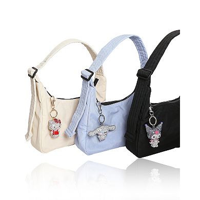 Hello Kitty Crystal Pavé Bag Charm Keychain Red Dress Officially Licensed Sanrio