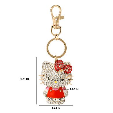 Hello Kitty Crystal Pavé Bag Charm Keychain Red Dress Officially Licensed Sanrio