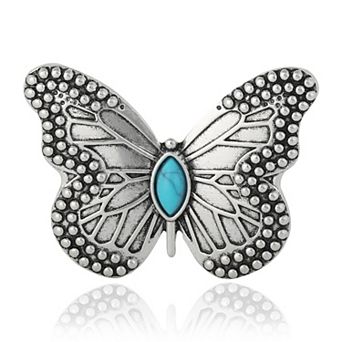 Jessica Simpson 20th Anniversary Silver Butterfly Pin with Turquoise Accent