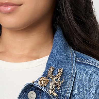 Jessica Simpson 20th Anniversary Gold-Tone Rodeo Brooch with Western Charms
