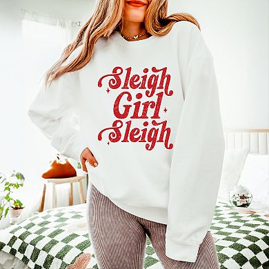 Sleigh Girl Sleigh Sparkle Distressed - Women's Lightweight Garment Dyed Sweatshirt