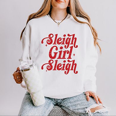 Sleigh Girl Sleigh Sparkle Distressed - Women's Lightweight Garment Dyed Sweatshirt