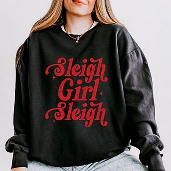 Sleigh Girl Sleigh Sparkle Distressed - Women's Lightweight Garment Dyed Sweatshirt