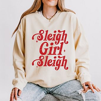 Sleigh Girl Sleigh Sparkle Distressed - Women's Lightweight Garment Dyed Sweatshirt