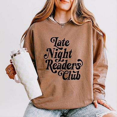 Late Night Readers Club Distressed - Women's Lightweight Garment Dyed Sweatshirt