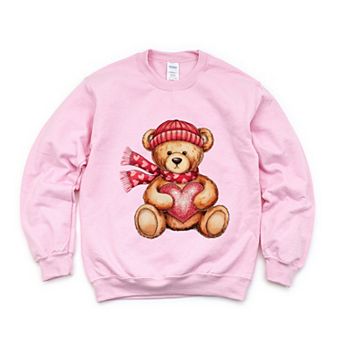 Valentine Teddy Bear Beanie - Women's Graphic Sweatshirt