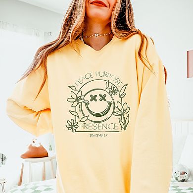S.W.Smiley Peace Purpose Presence - Women's Lightweight Garment Dyed Sweatshirt